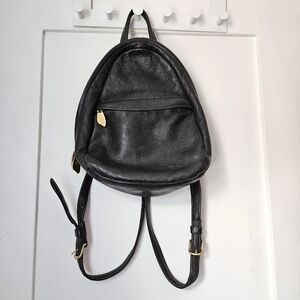 Vintage Libaire Backpack. Black Leather. Brass Hardware.